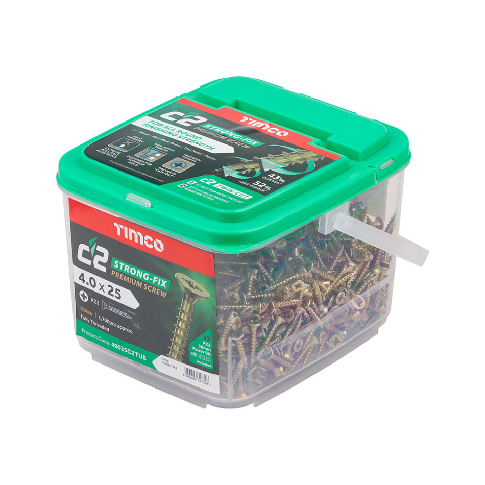 C2 Strong-Fix Premium Woodscrew 4.0 x 25mm Tub of 1700