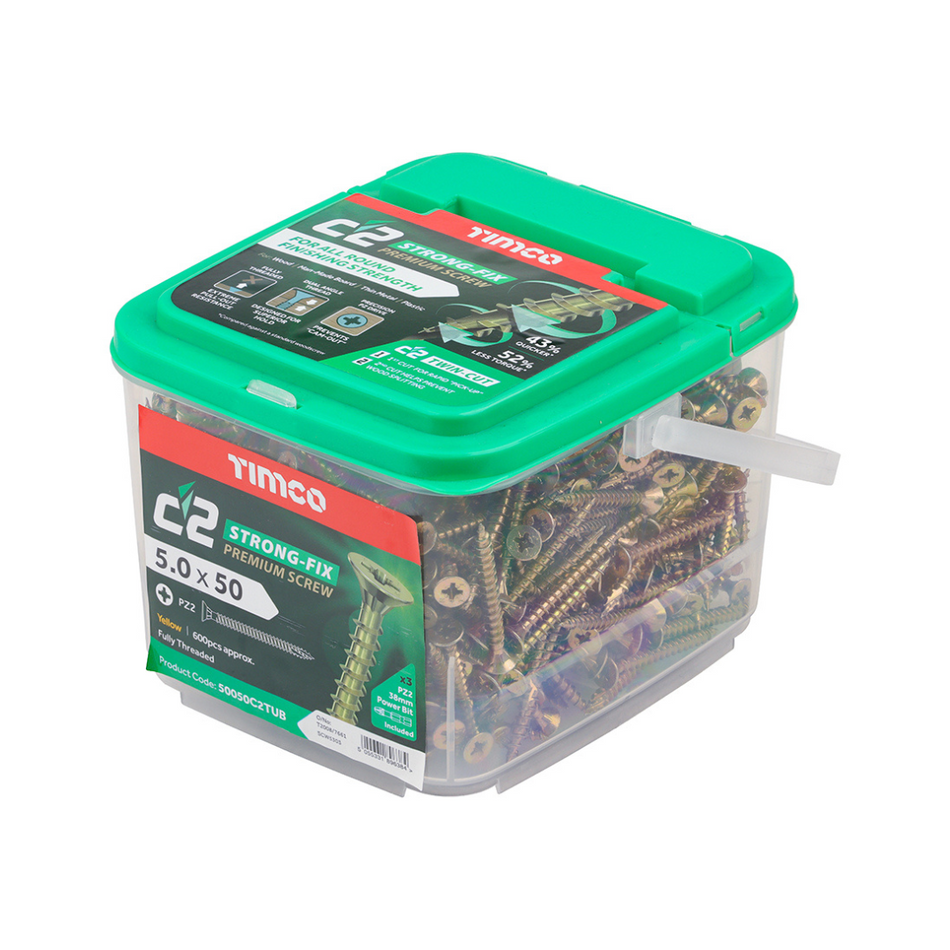 C2 Strong-Fix Premium Woodscrew 5.0 x 50mm Tub of 600