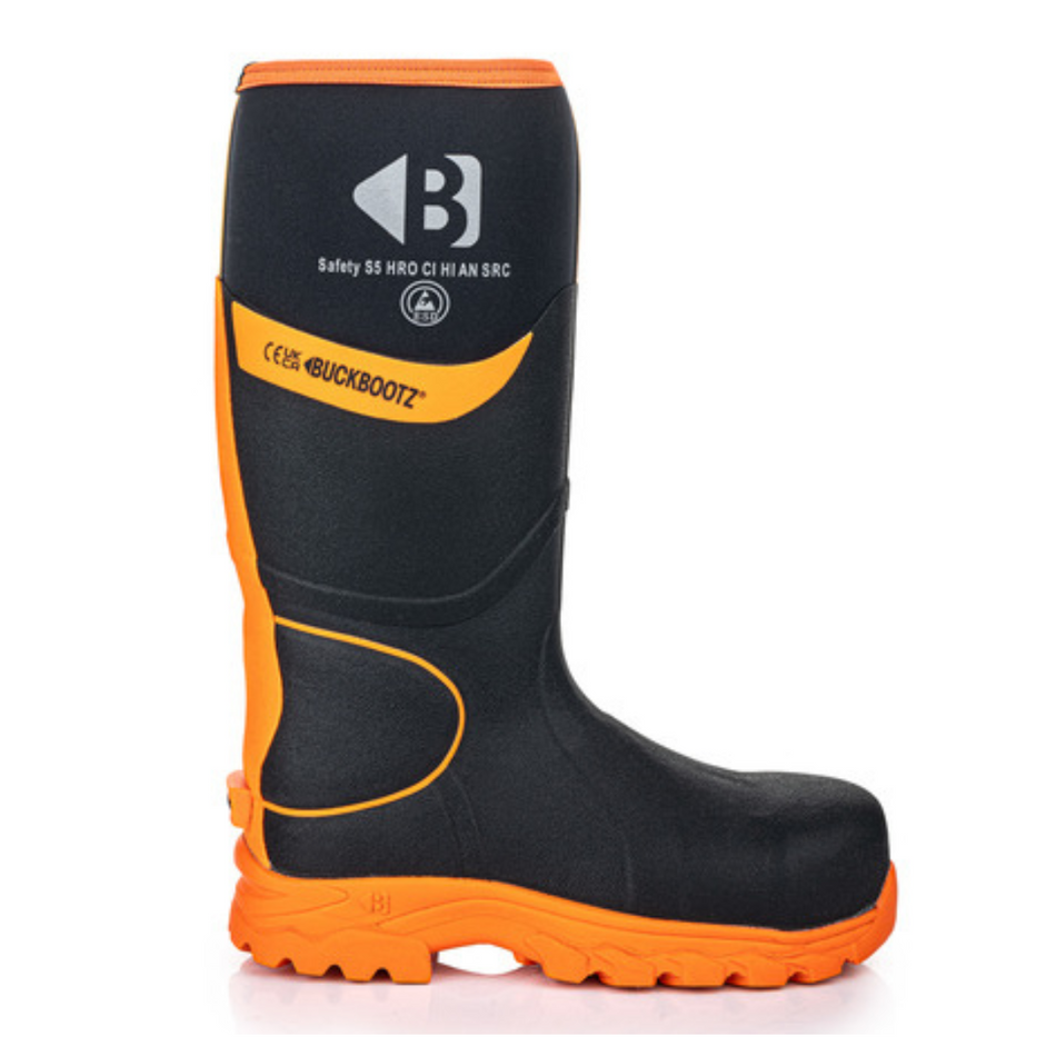 Buckler BBZ8000BKOR S5 HRO CI HI AN SRC Black Orange High Visibility Metal Free Waterproof Safety Wellington