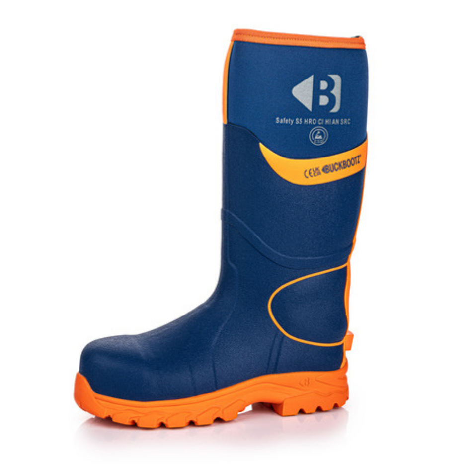 Buckler BBZ8000BLOR S5 HRO CI HI AN SRC Blue Orange High Visibility Metal Free Waterproof Safety Wellington