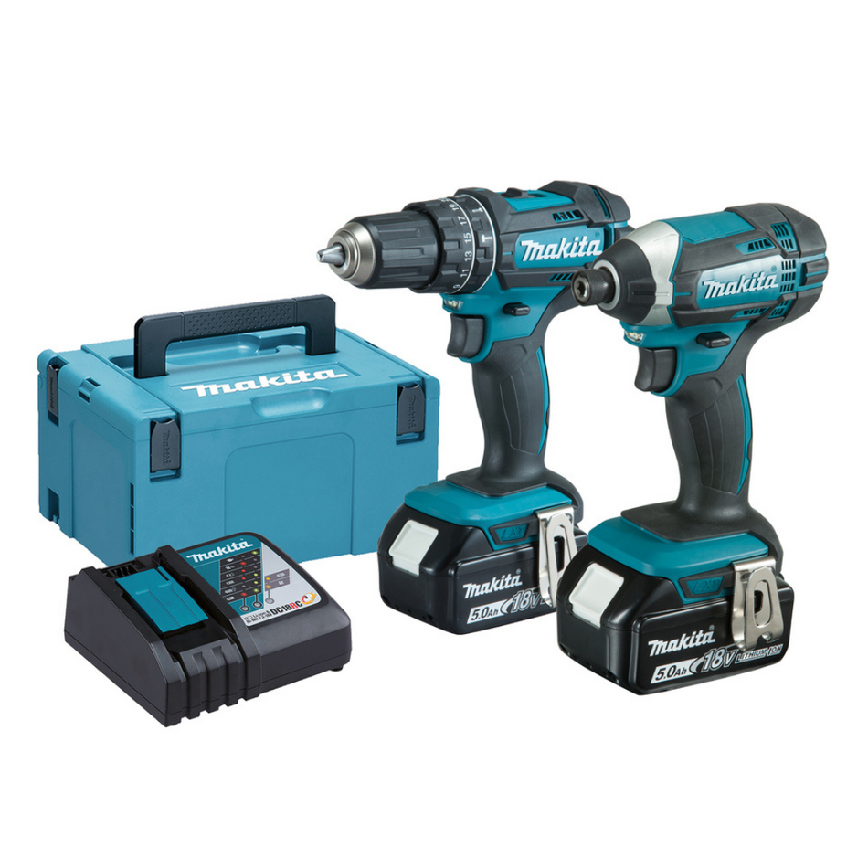 Makita DLX2131TJ 18v LXT DHP482 Combi and DTD152 Impact Driver Twin Kit  with 2 5Ah Batteries