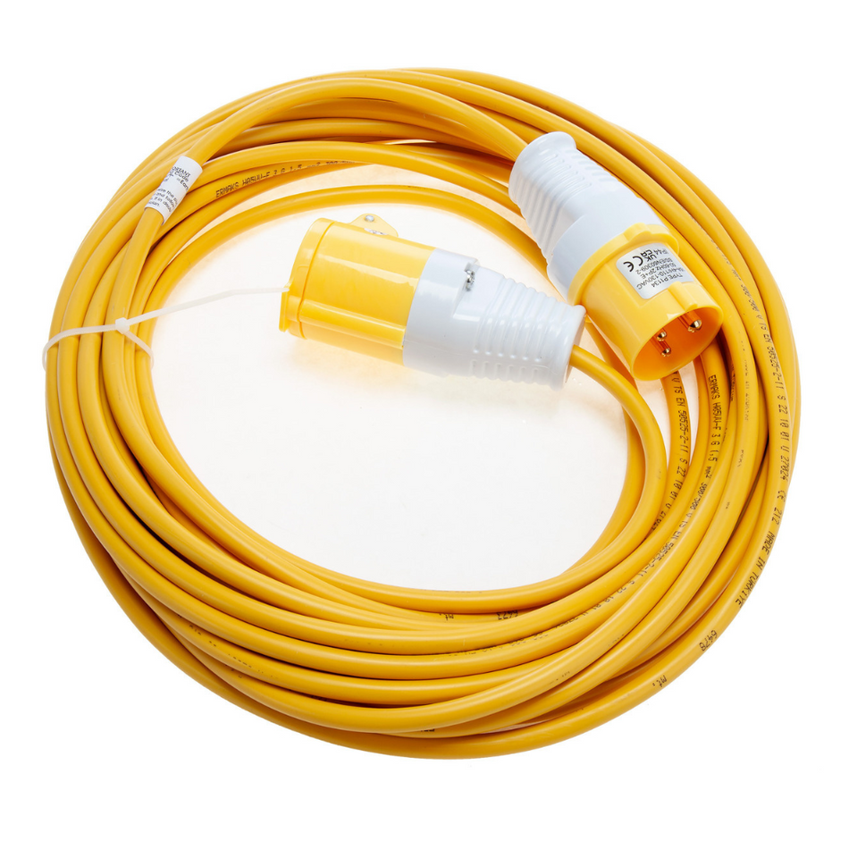 14m 110v 16A Yellow Artic Site Extension Lead 1.5mm