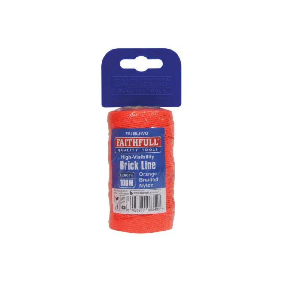 Faithfull FAIBLHVO Hi-Vis Nylon Brick Line 100m - Orange