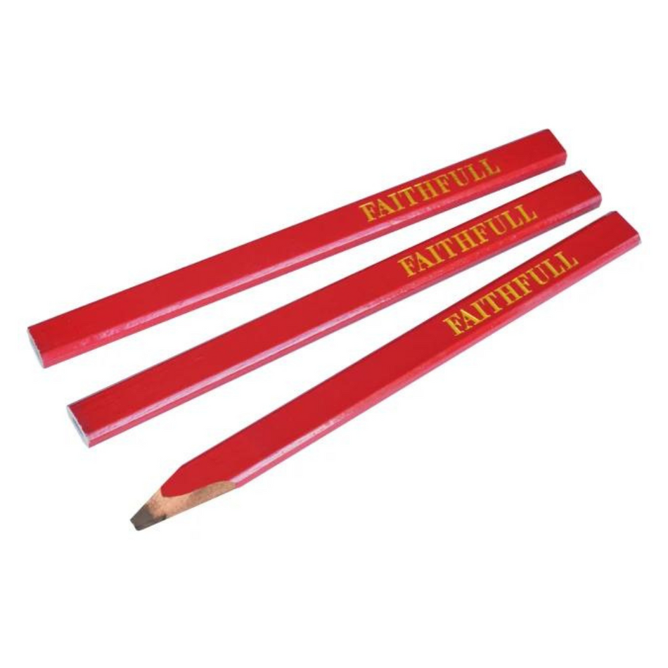 Faithfull FAICPR Carpenters Pencils (3) Red - Medium