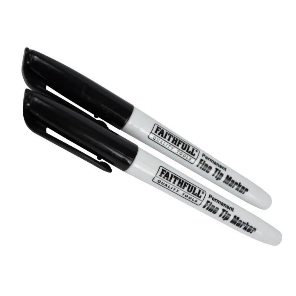 Faithfull FAIFTMBLK2 Fibre Tip Marker Pen Black (2)