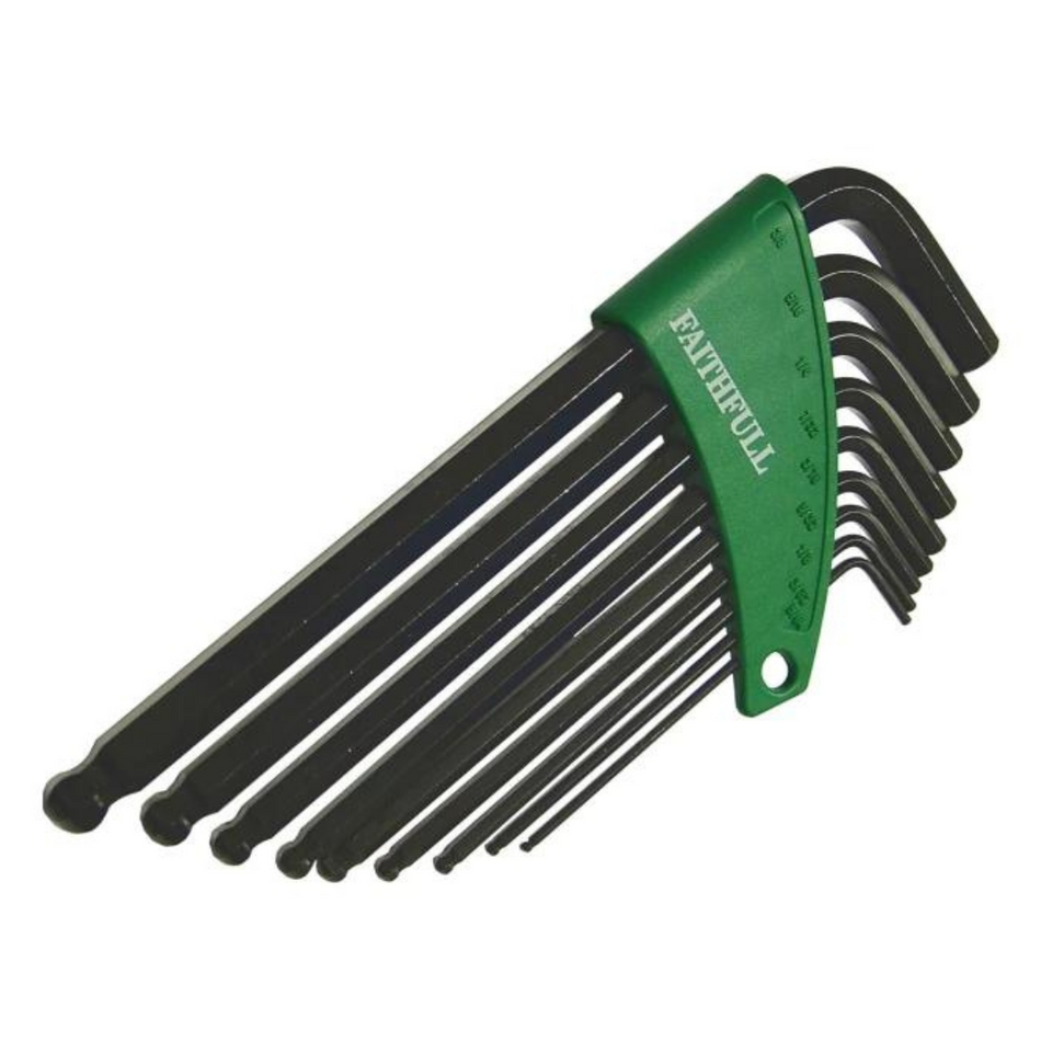 Faithfull FAIHKS9AFLB Hex Key Set (9)  A/F Long Arm Ballend