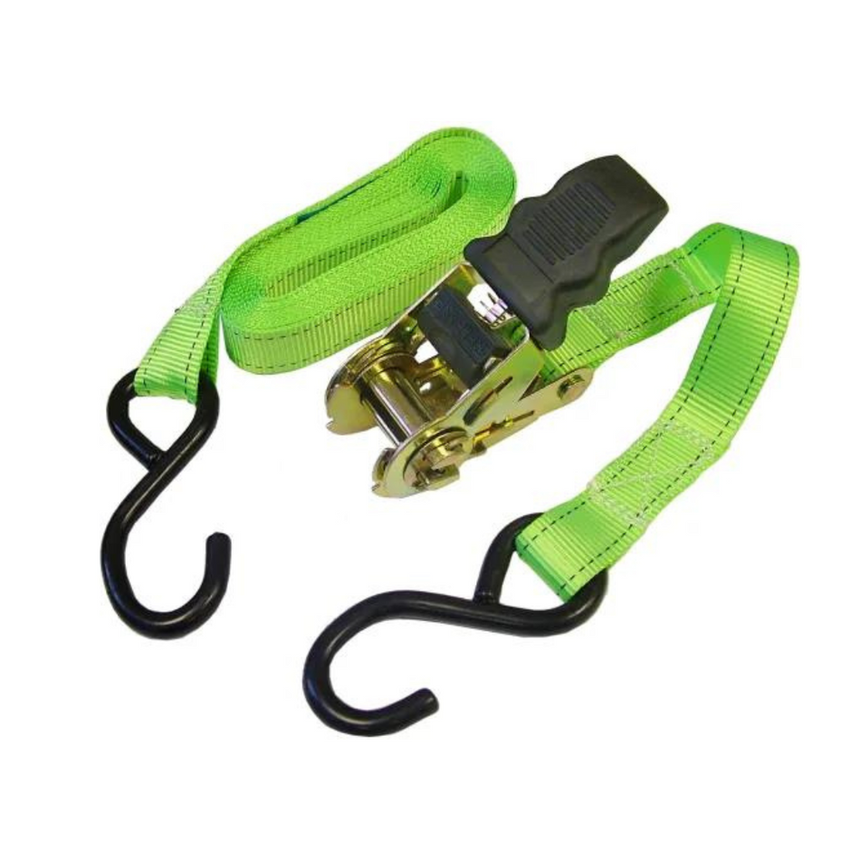 Faithfull FAITDRAT51SH Ratchet Tie Downs S-Hook 5m x 25mm Breaking Strain 600kg 2 Piece