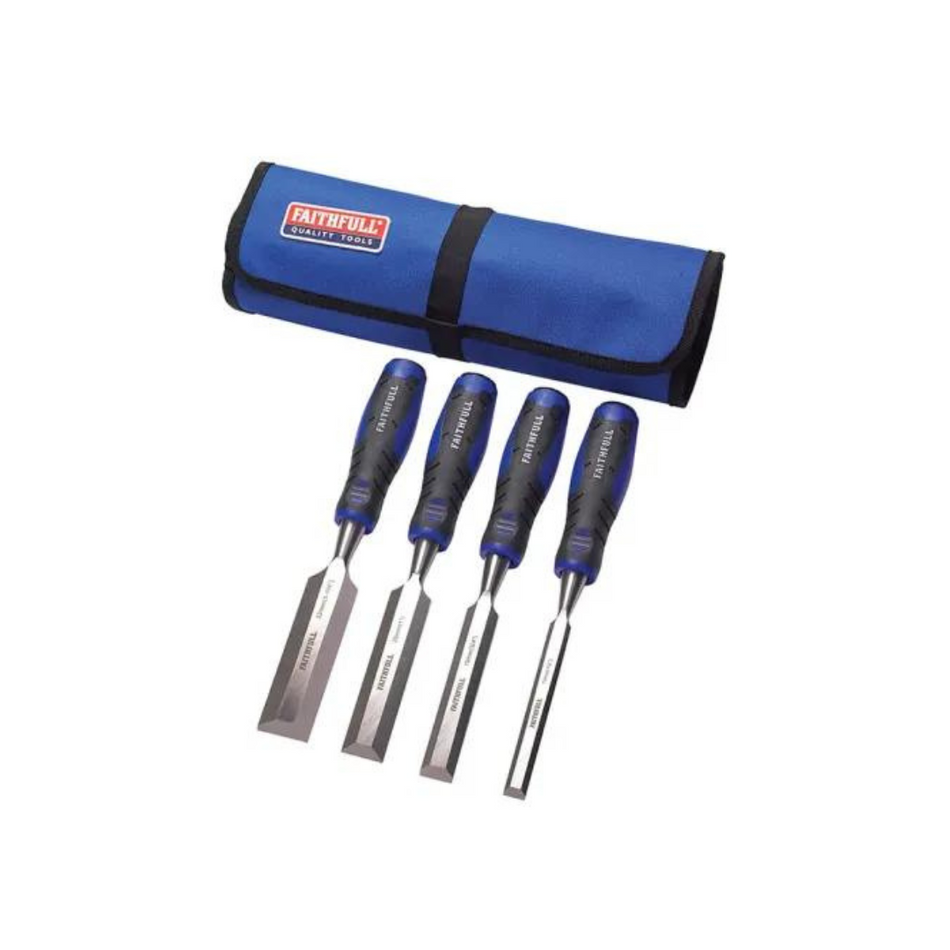 Faithfull FAIWCSGS4CR Soft Grip Chisel Set 4pc in Wallet